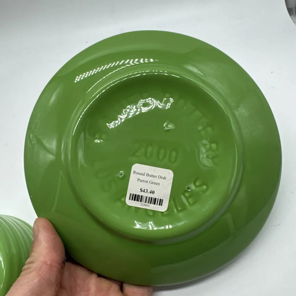 BAUER RING WARE Parrot Green GLAZE COVERED BUTTER DISH